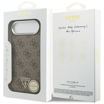 MagSafe-deksel for Apple iPhone 17 Air, Guess, 4G Triangle Logo, Brun Sølv