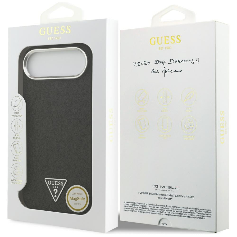 MagSafe-deksel for Apple iPhone 17 Air, Guess, Glitter Triangle Logo, Svart