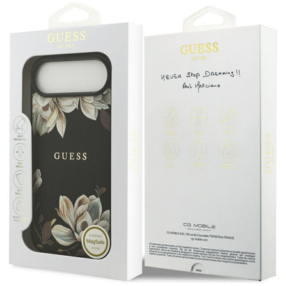 MagSafe-deksel for Apple iPhone 17 Air, Guess, Grained Flowers, Svart