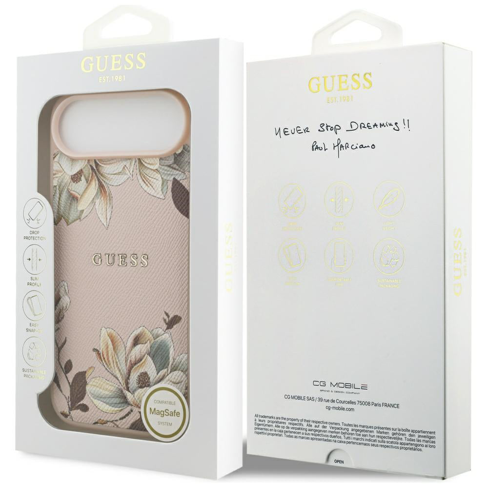 MagSafe-deksel for Apple iPhone 17 Air, Guess, Grained Flowers, Rosa