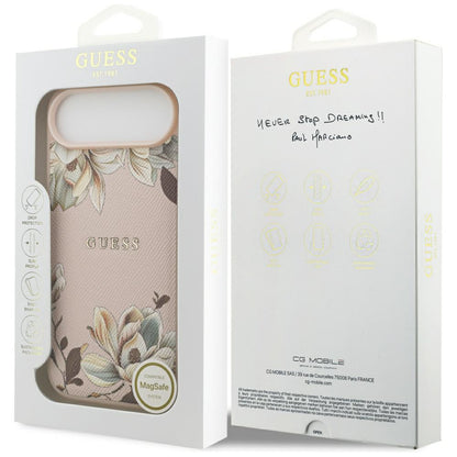 MagSafe-deksel for Apple iPhone 17 Air, Guess, Grained Flowers, Rosa