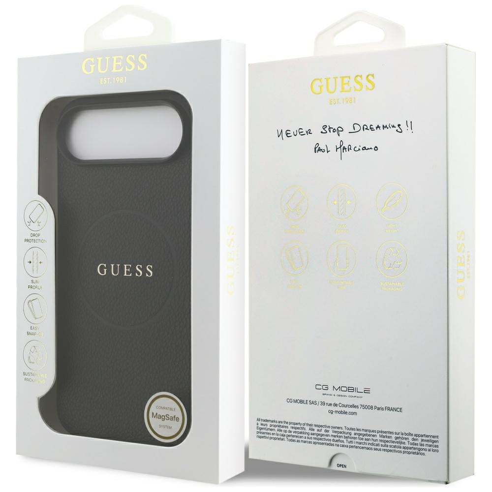 MagSafe deksel for Apple iPhone 17 Air, Guess, Grained Gold Ring, Svart