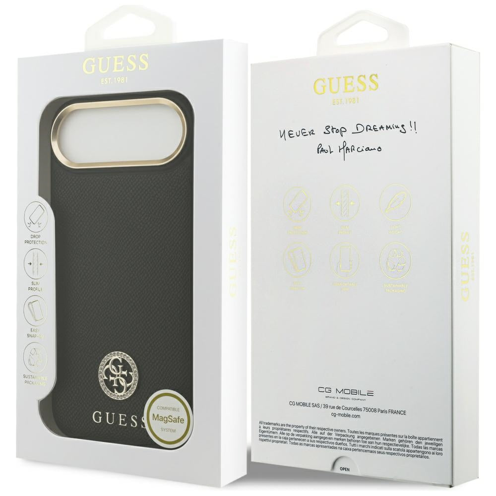 MagSafe-deksel for Apple iPhone 17 Air, Guess, Grained Strass Logo, Svart