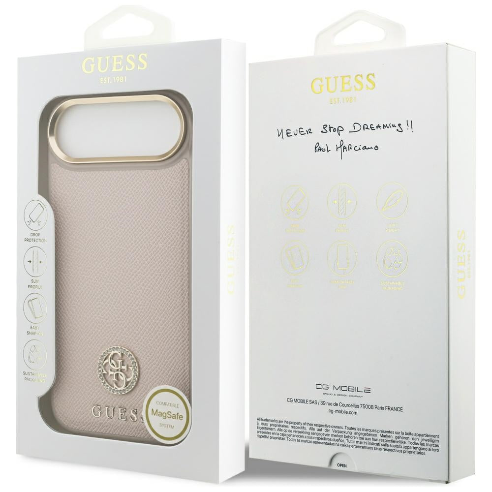 MagSafe-deksel for Apple iPhone 17 Air, Guess, Grained Strass Logo, Rosa
