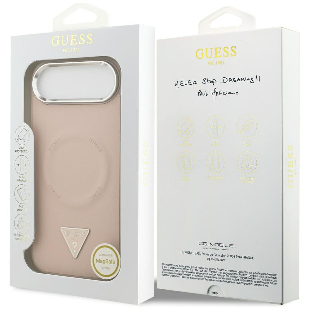 MagSafe-deksel for Apple iPhone 17 Air, Guess, Triangle Logo, Sølvrosa