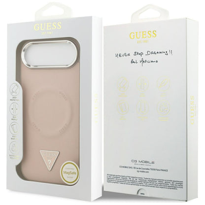 MagSafe-deksel for Apple iPhone 17 Air, Guess, Triangle Logo, Sølvrosa