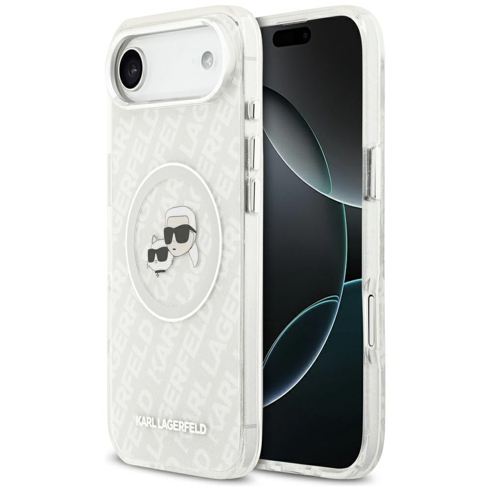 MagSafe-deksel for Apple iPhone 17 Air, Karl Lagerfeld, IML Glitter Karl & Choupette`s Heads, Grå