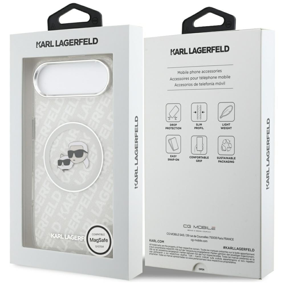 MagSafe-deksel for Apple iPhone 17 Air, Karl Lagerfeld, IML Glitter Karl & Choupette`s Heads, Grå