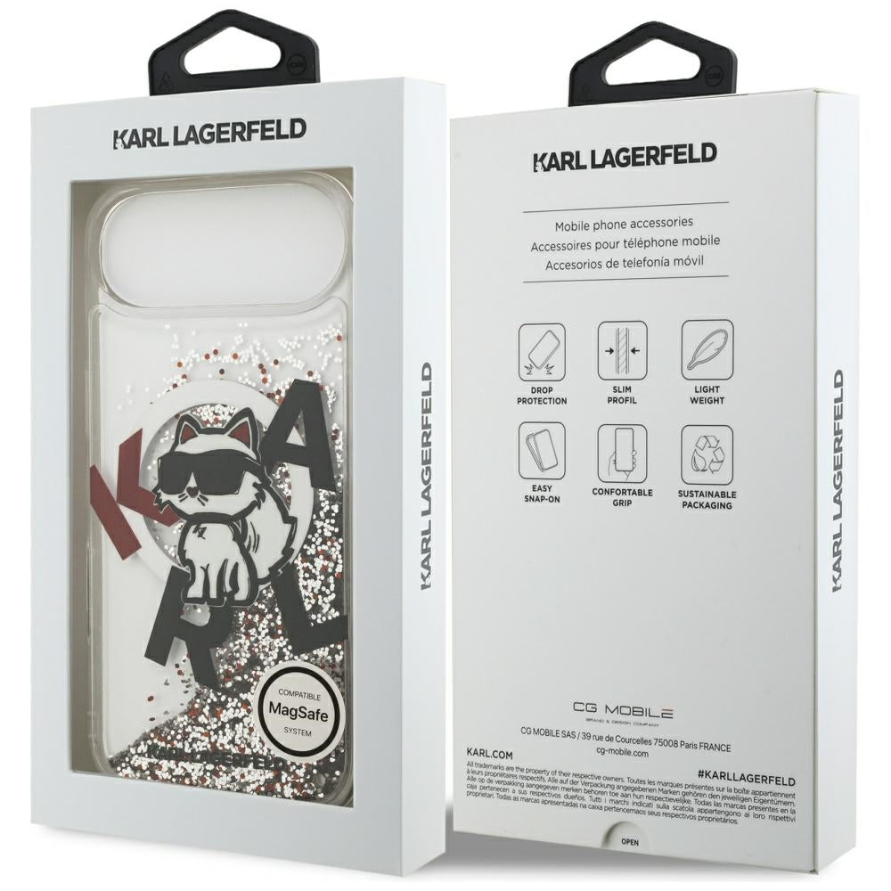 MagSafe-deksel for Apple iPhone 17 Air, Karl Lagerfeld, Liquid Glitter Choupette Logo, Gjennomsiktig