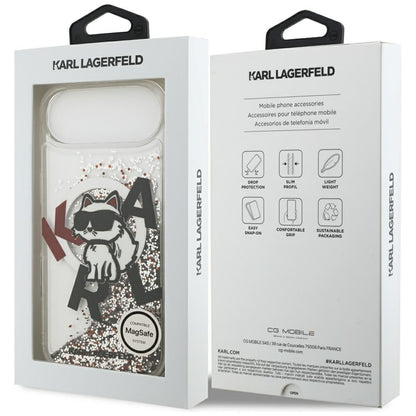 MagSafe-deksel for Apple iPhone 17 Air, Karl Lagerfeld, Liquid Glitter Choupette Logo, Gjennomsiktig