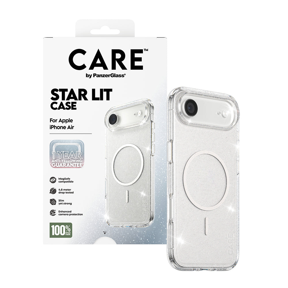 MagSafe-deksel for Apple iPhone 17 Air, PanzerGlass, Care Urban Explorer Star Lit, Transparent Hvit