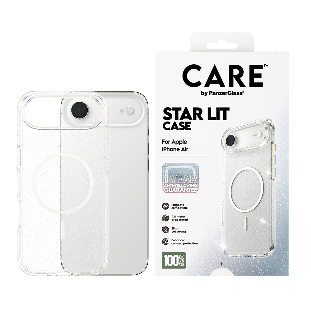 MagSafe-deksel for Apple iPhone 17 Air, PanzerGlass, Care Urban Explorer Star Lit, Transparent Hvit
