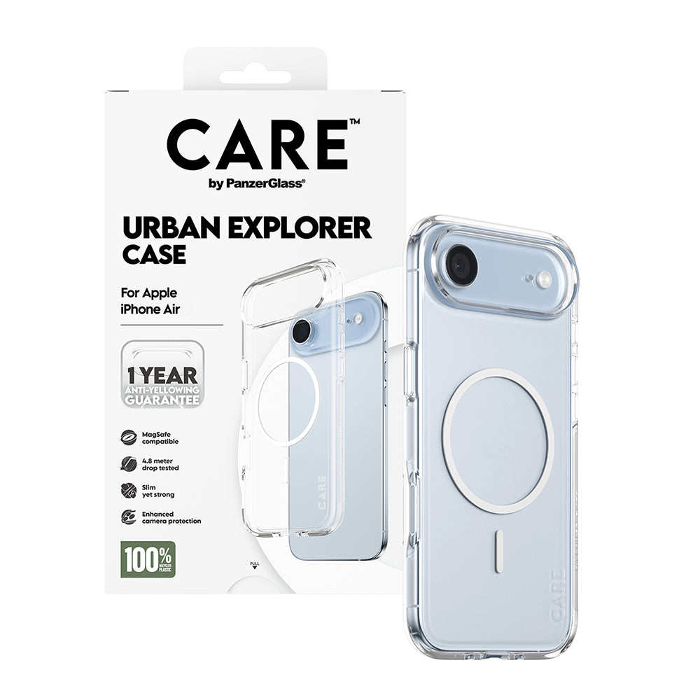 MagSafe-deksel for Apple iPhone 17 Air, PanzerGlass, Urban Explorer Care, Hvit Transparent