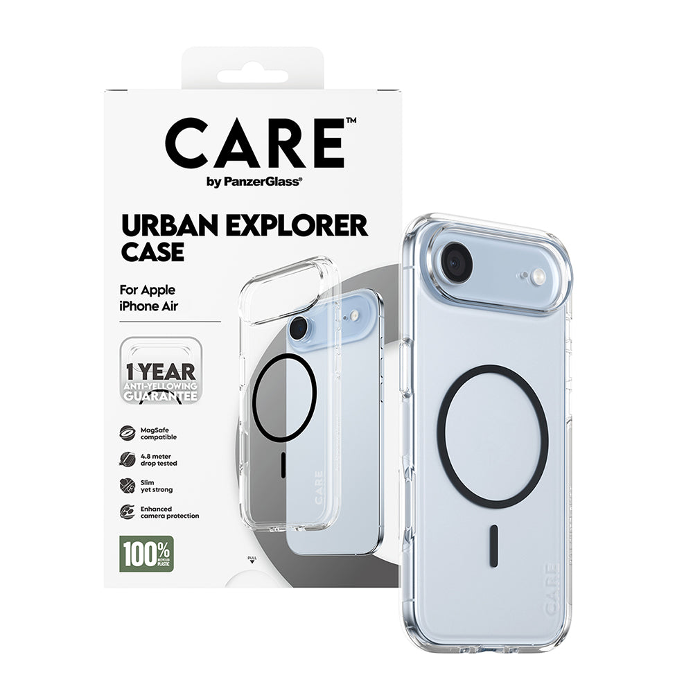 MagSafe-deksel for Apple iPhone 17 Air, PanzerGlass, Care Urban Explorer, Svart Transparent