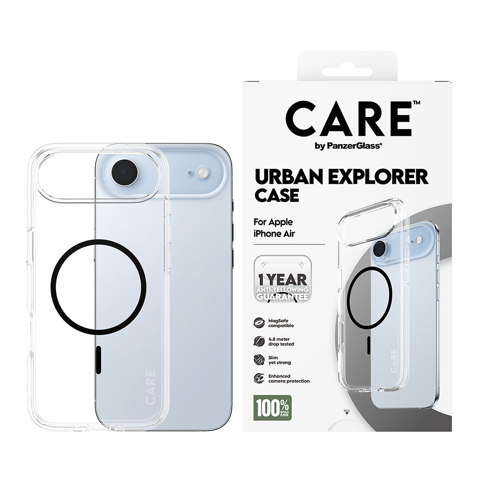 MagSafe-deksel for Apple iPhone 17 Air, PanzerGlass, Care Urban Explorer, Svart Transparent