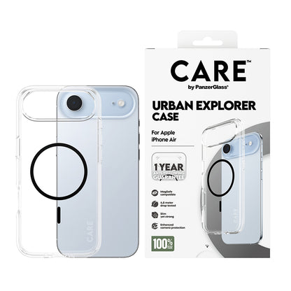 MagSafe-deksel for Apple iPhone 17 Air, PanzerGlass, Care Urban Explorer, Svart Transparent