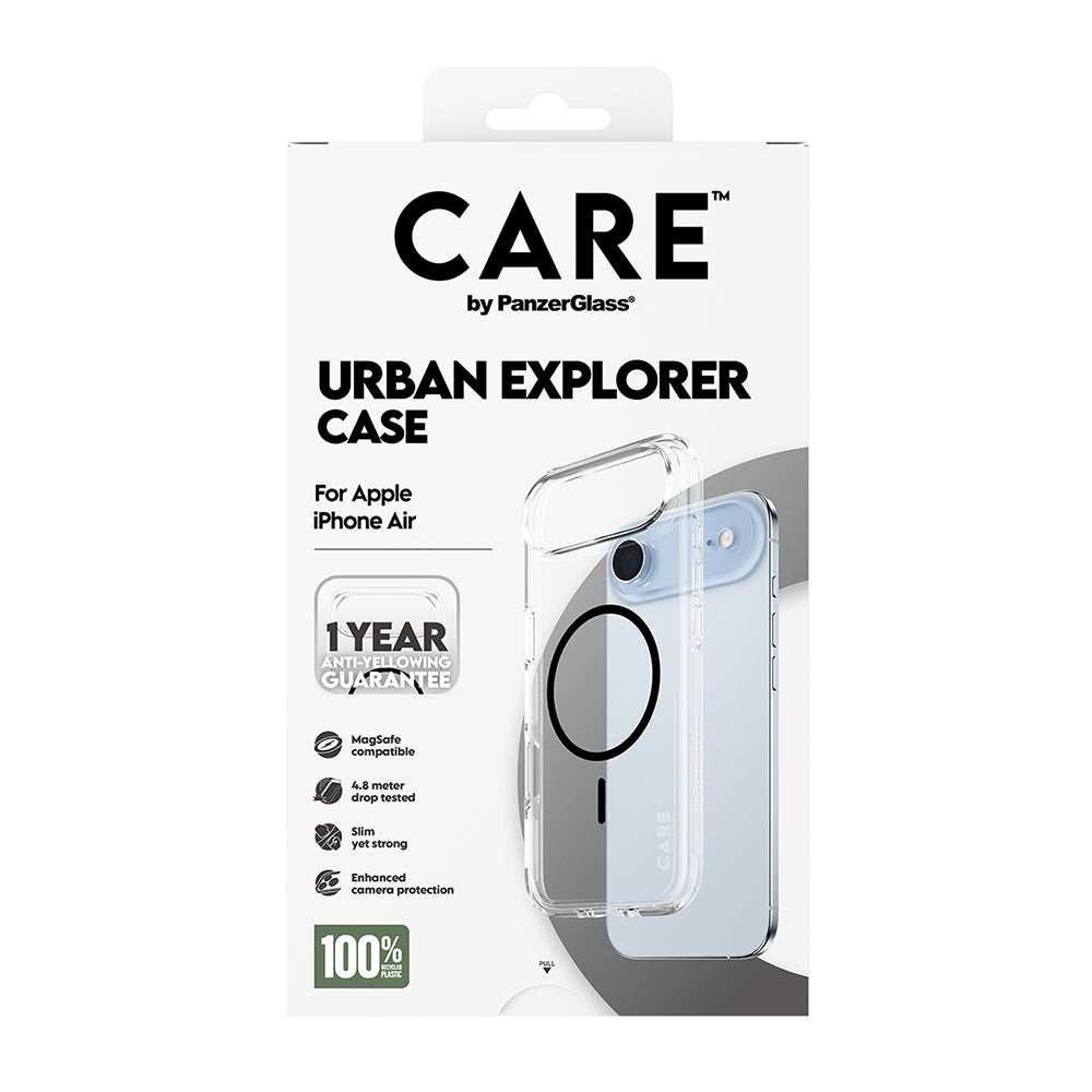 MagSafe-deksel for Apple iPhone 17 Air, PanzerGlass, Care Urban Explorer, Svart Transparent
