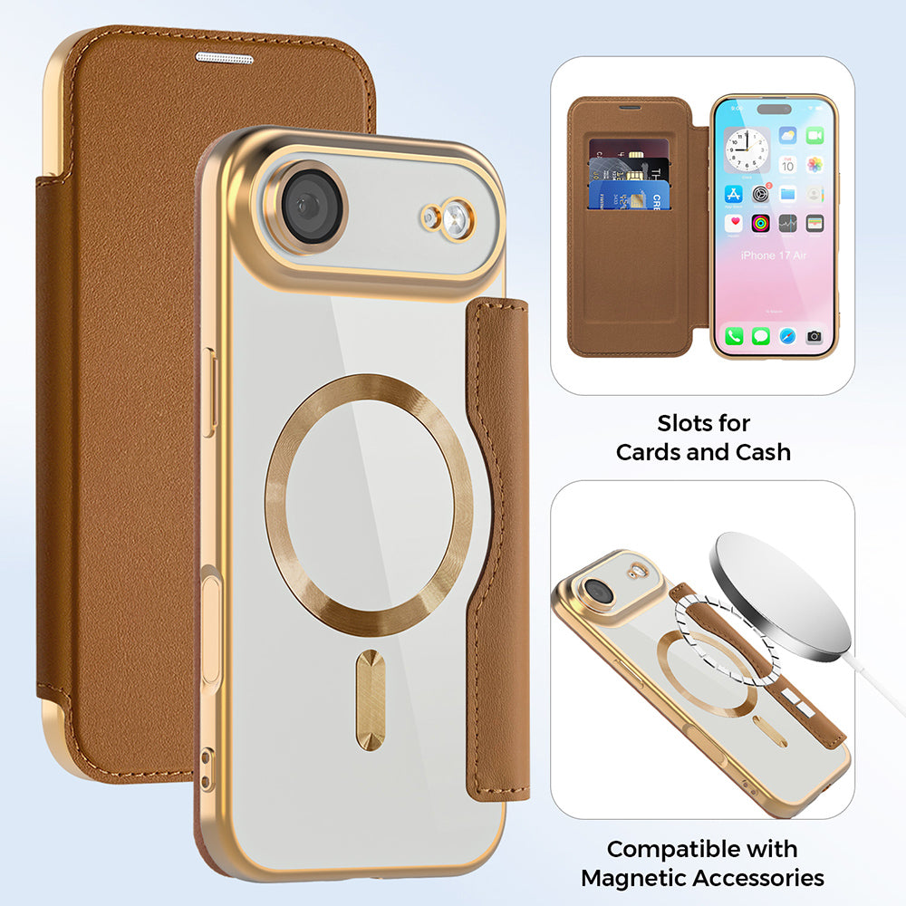 MagSafe deksel for Apple iPhone 17 Air, Techsuit, SmartMag Book, Brun