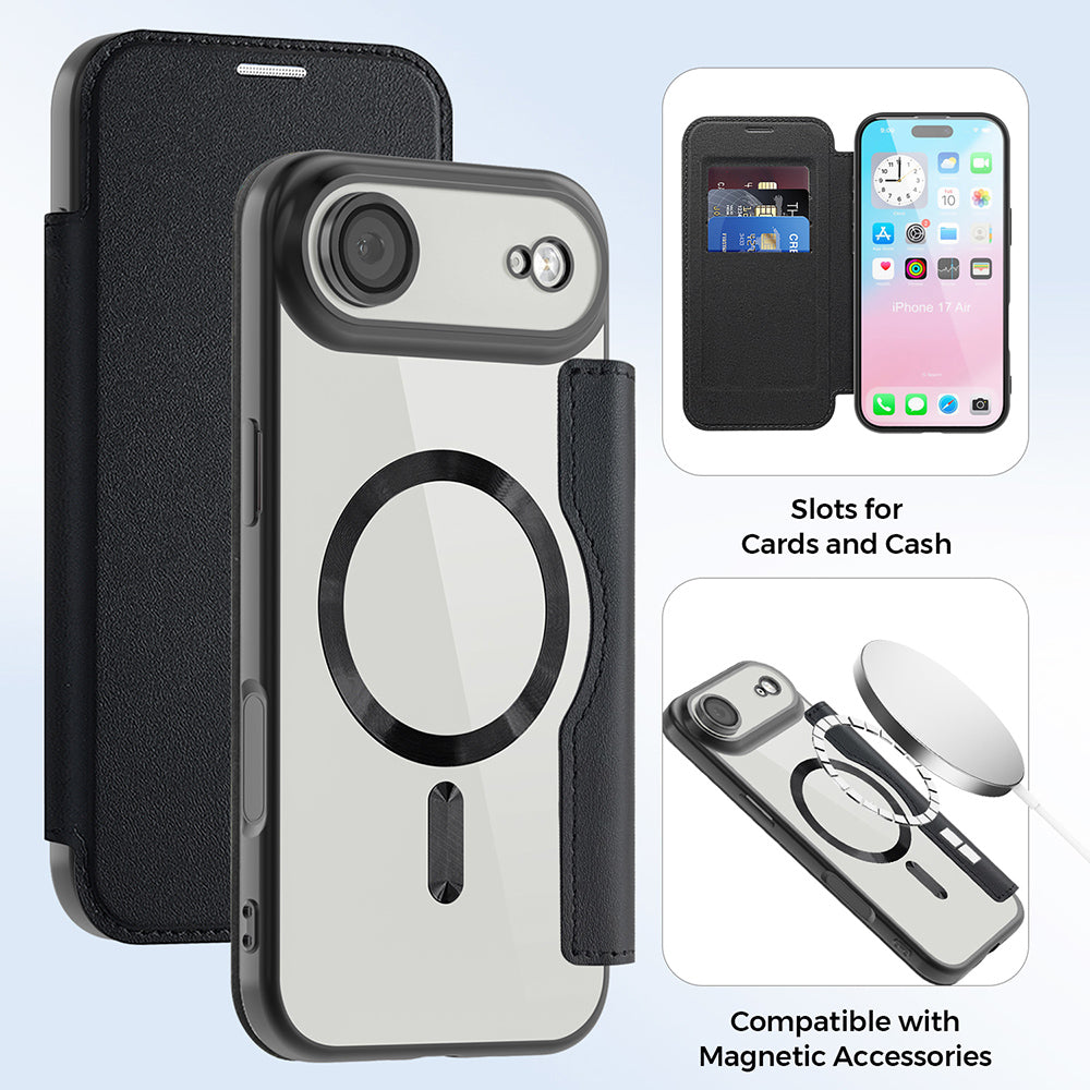 MagSafe-deksel for Apple iPhone 17 Air, Techsuit, SmartMag Book, Svart