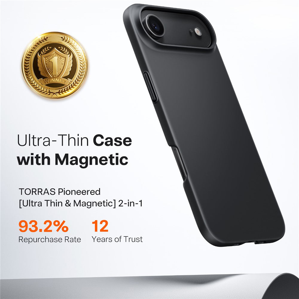 MagSafe-deksel for Apple iPhone 17 Air, Torras, SlimFit, Svart