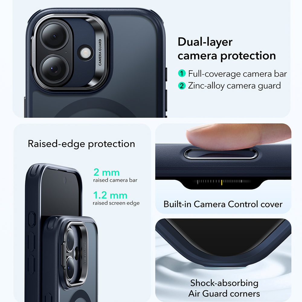 MagSafe-deksel for Apple iPhone 17, ESR, Classic Hybrid Kickstand, Satinblå