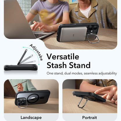 MagSafe-deksel for Apple iPhone 17, ESR, Classic Hybrid Kickstand, Svart Gjennomsiktig