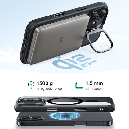 MagSafe-deksel for Apple iPhone 17, ESR, Classic Hybrid Kickstand, Svart Gjennomsiktig