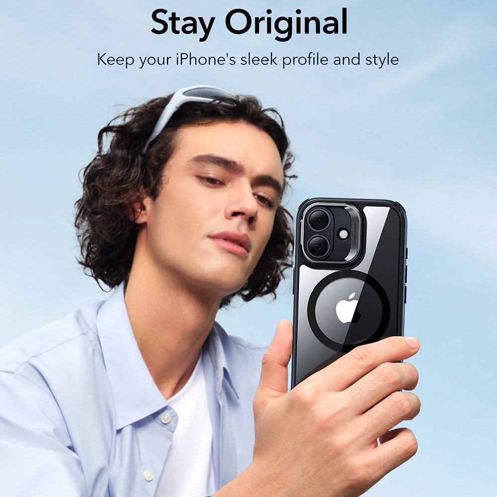 MagSafe-deksel for Apple iPhone 17, ESR, Classic Hybrid Kickstand, Svart Gjennomsiktig