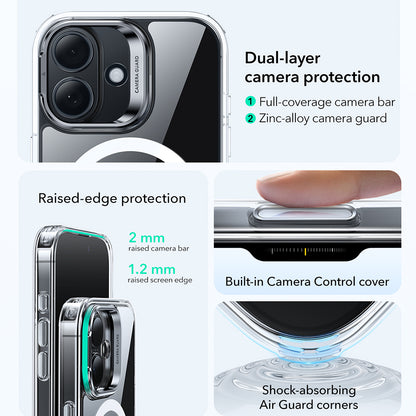 MagSafe-deksel for Apple iPhone 17, ESR, Classic Hybrid Kickstand, Gjennomsiktig