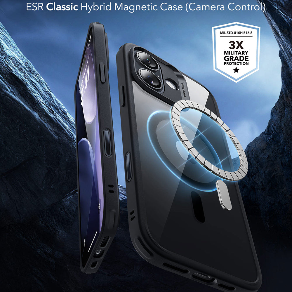 MagSafe-deksel for Apple iPhone 17, ESR, Classic Hybrid, Svart Gjennomsiktig