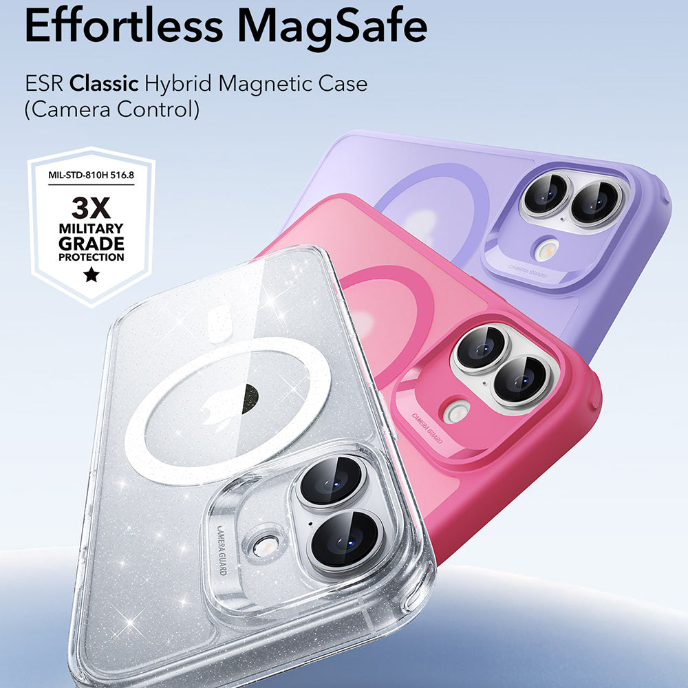 MagSafe deksel for Apple iPhone 17, ESR, Classic Hybrid Shimmer, Gjennomsiktig