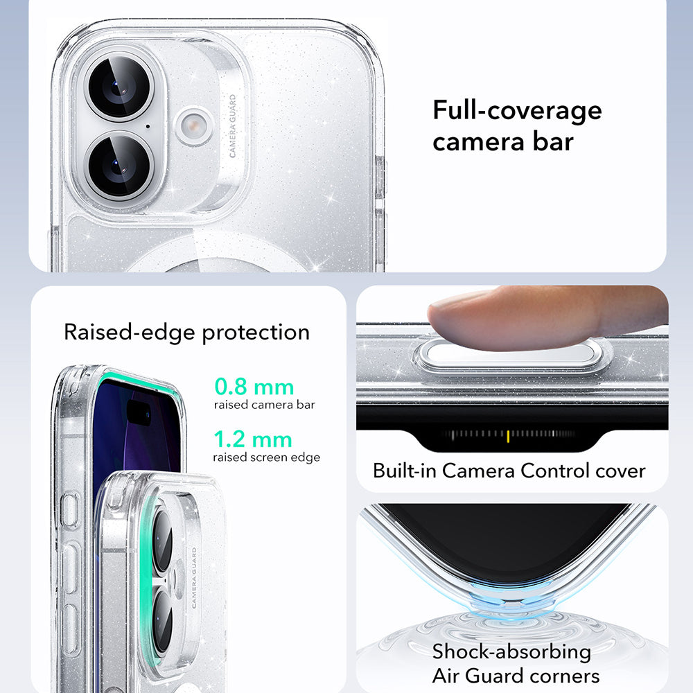 MagSafe deksel for Apple iPhone 17, ESR, Classic Hybrid Shimmer, Gjennomsiktig