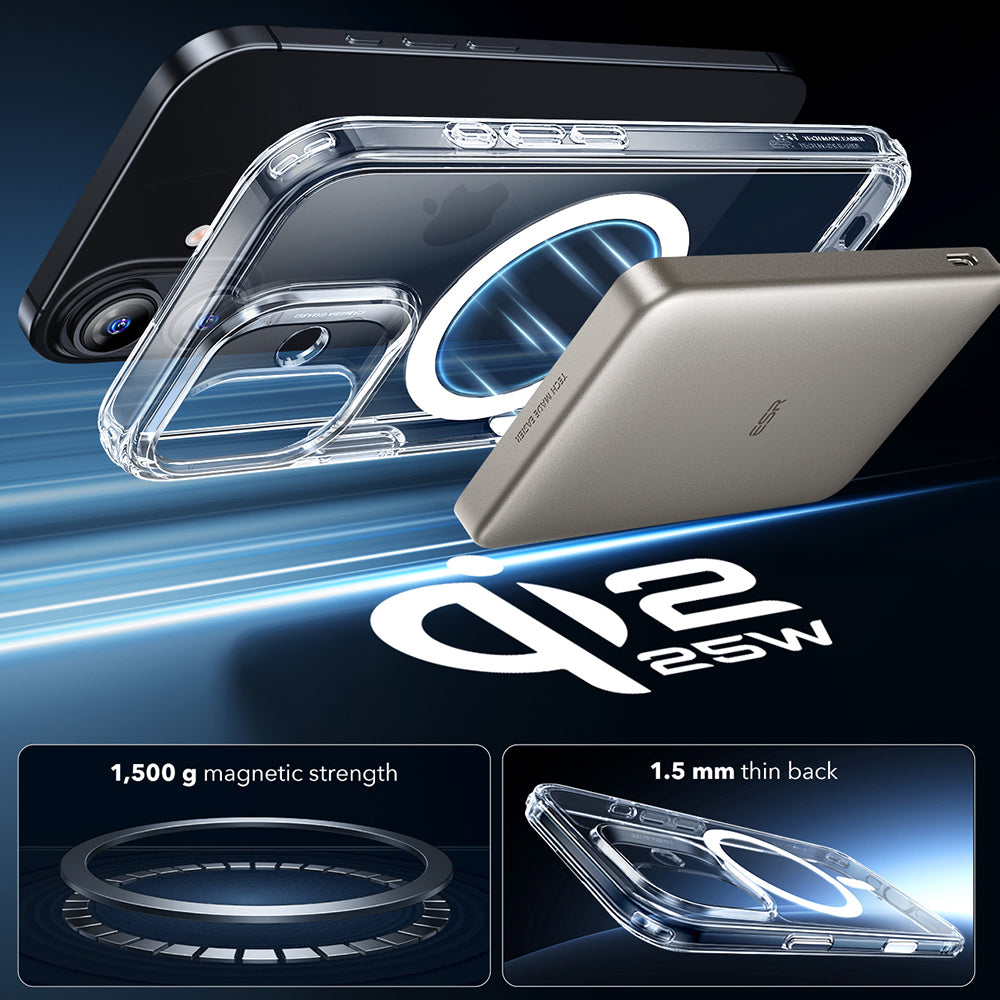 MagSafe-deksel for Apple iPhone 17, ESR, Classic Hybrid, Gjennomsiktig