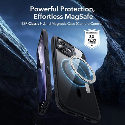 MagSafe-deksel for Apple iPhone 17, ESR, Classic Hybrid med skjermbeskytter, Svart Transparent