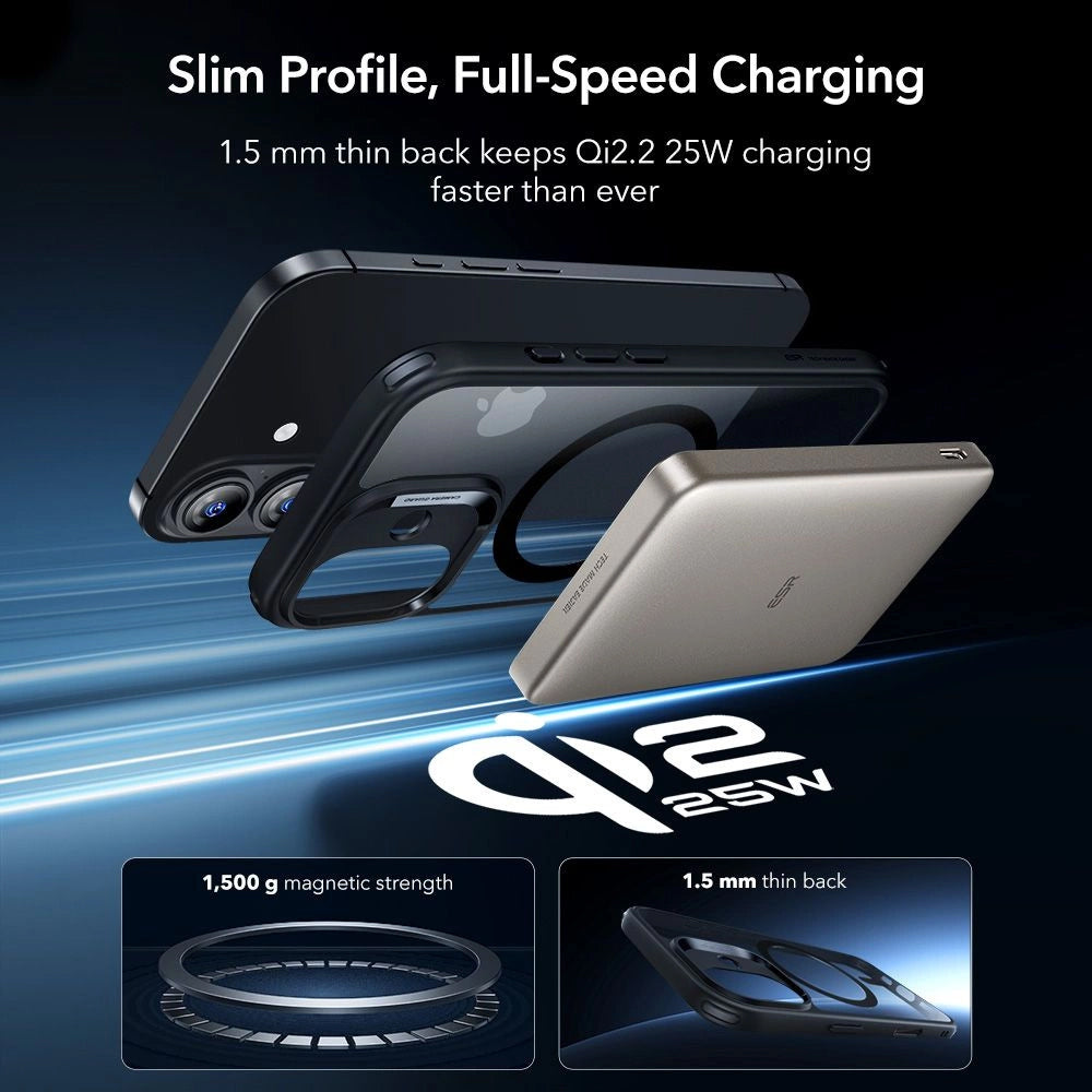 MagSafe-deksel for Apple iPhone 17, ESR, Classic Hybrid med skjermbeskytter, Svart Transparent
