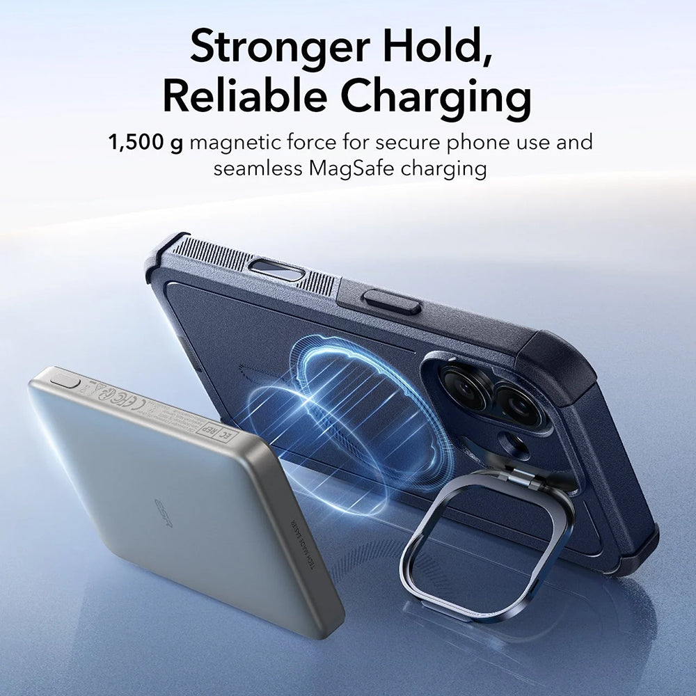 MagSafe-deksel for Apple iPhone 17, ESR, Cyber Armor Kickstand, Blå