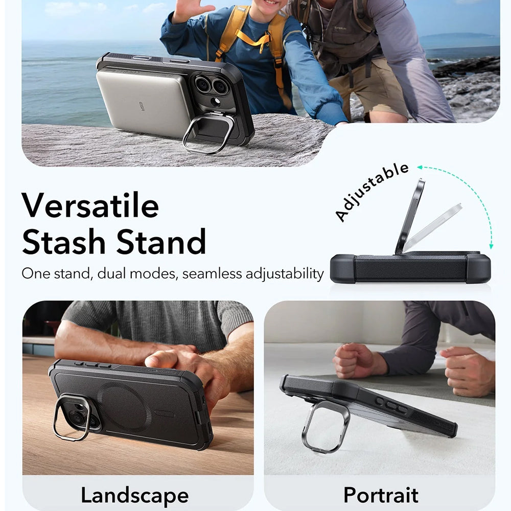 MagSafe-deksel for Apple iPhone 17, ESR, Cyber Armor Kickstand, Svart
