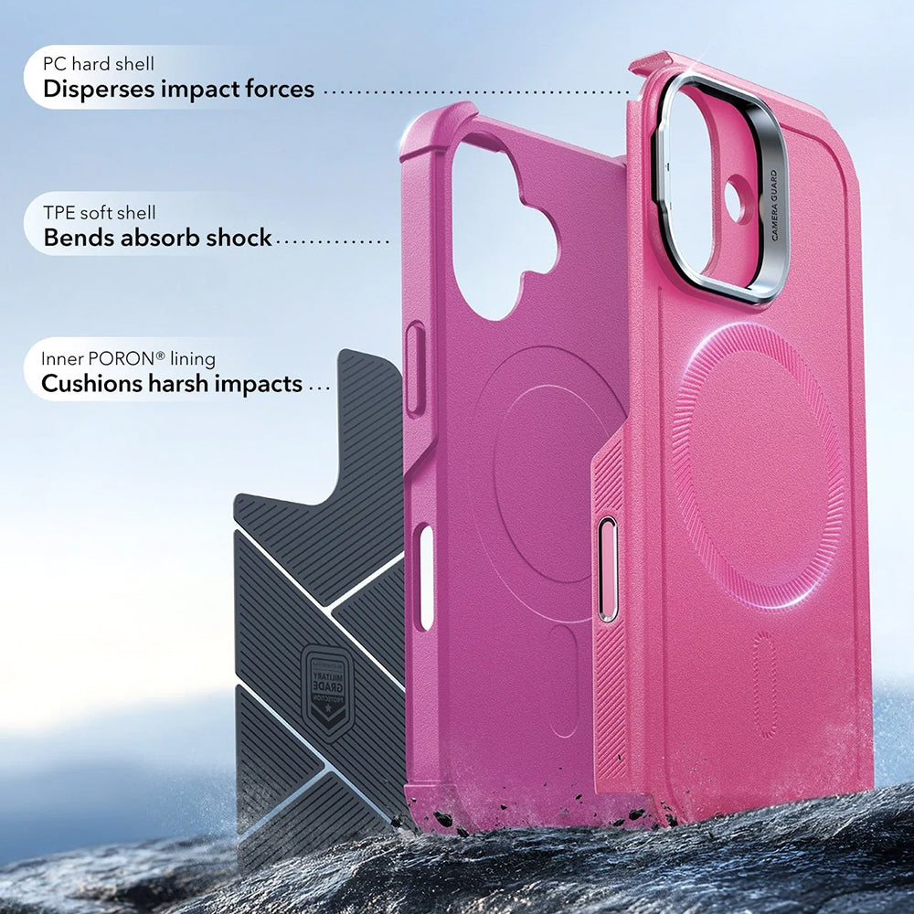 MagSafe-deksel for Apple iPhone 17, ESR, Cyber Armor Kickstand, Rosa