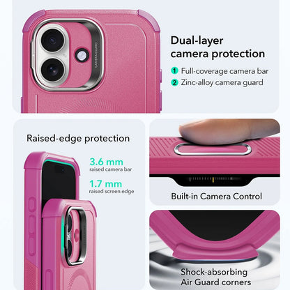 MagSafe-deksel for Apple iPhone 17, ESR, Cyber Armor Kickstand, Rosa
