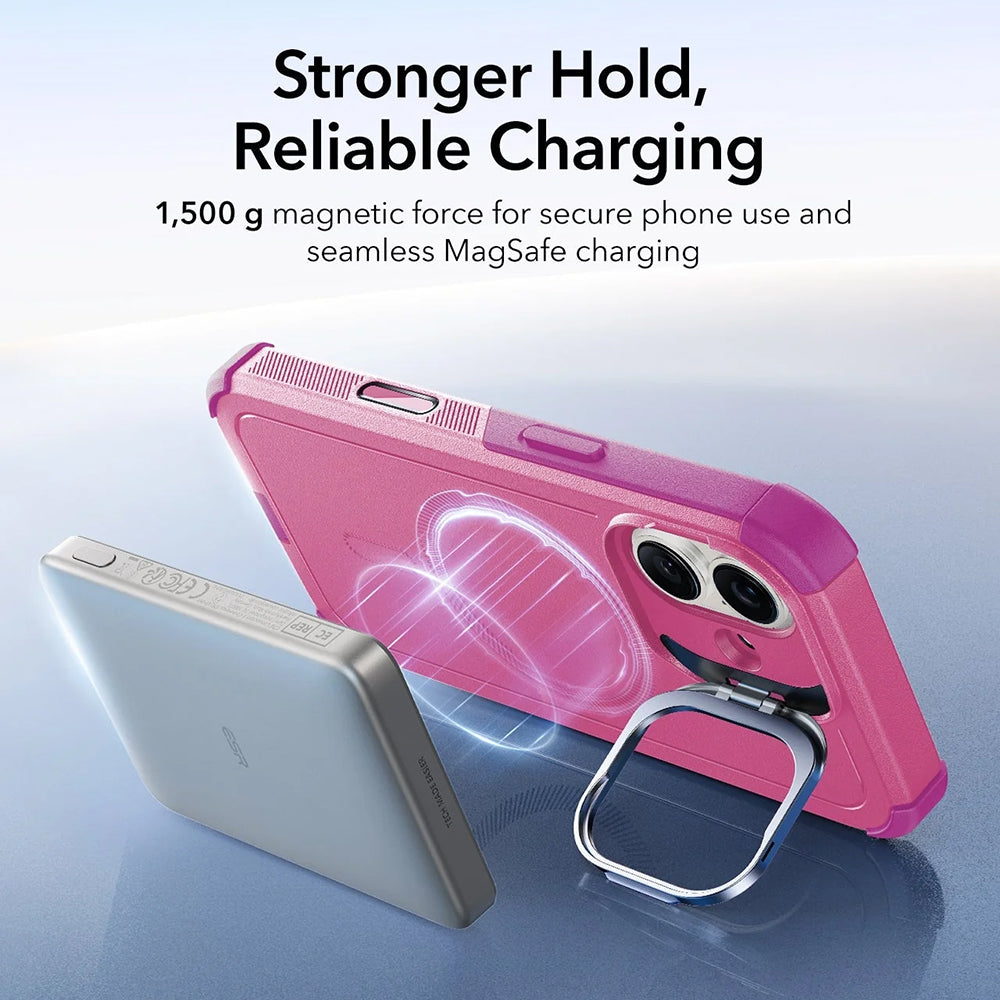 MagSafe-deksel for Apple iPhone 17, ESR, Cyber Armor Kickstand, Rosa
