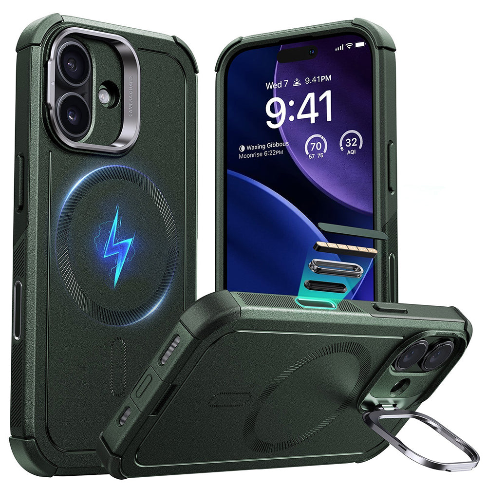 MagSafe-deksel for Apple iPhone 17, ESR, Cyber Armor Kickstand, Grønn