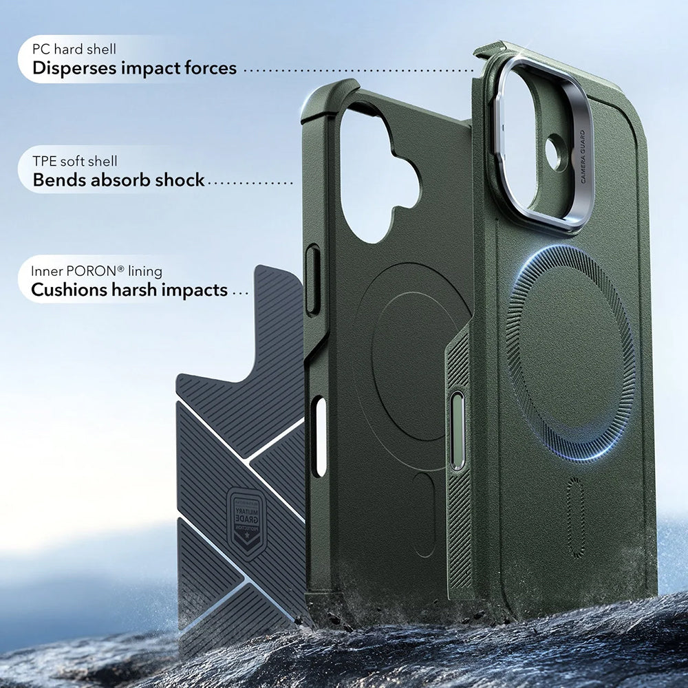 MagSafe-deksel for Apple iPhone 17, ESR, Cyber Armor Kickstand, Grønn