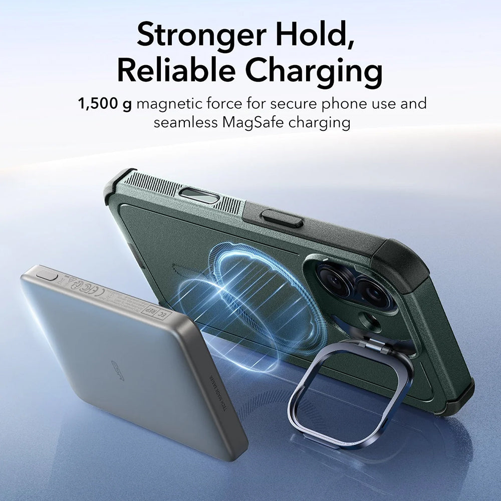 MagSafe-deksel for Apple iPhone 17, ESR, Cyber Armor Kickstand, Grønn
