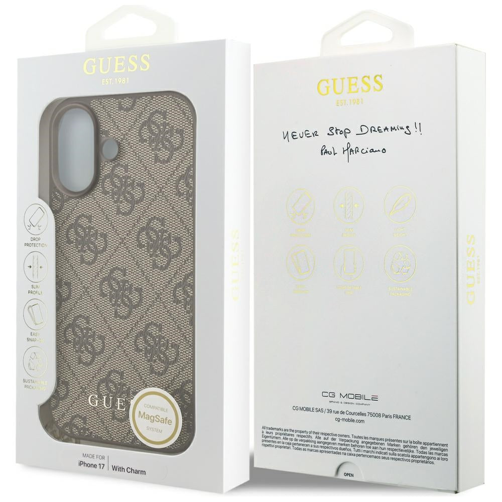 MagSafe-deksel for Apple iPhone 17, Guess, 4G Charm Cradle, Brun