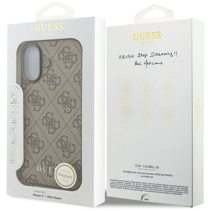 MagSafe-deksel for Apple iPhone 17, Guess, 4G Charm Cradle, Brun