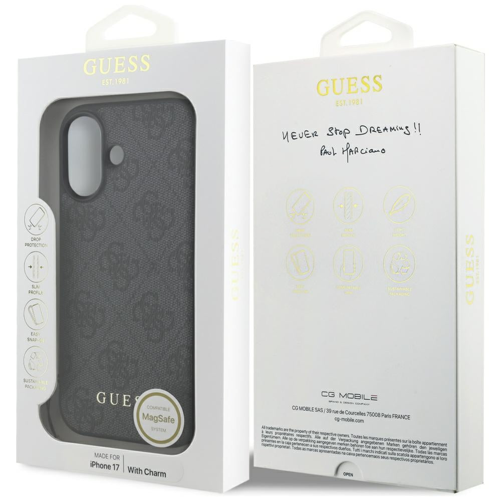 MagSafe-deksel for Apple iPhone 17, Guess, 4G Charm Cradle, Svart