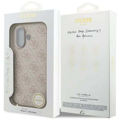 MagSafe-deksel for Apple iPhone 17, Guess, 4G Charm Cradle, Rosa