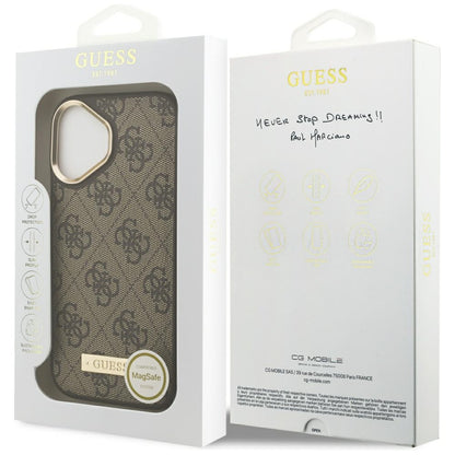 MagSafe-deksel for Apple iPhone 17, Guess, 4G Logo Plate, Brun