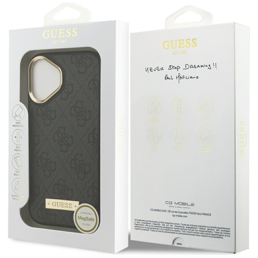 MagSafe-deksel for Apple iPhone 17, Guess, 4G Logo Plate, Svart
