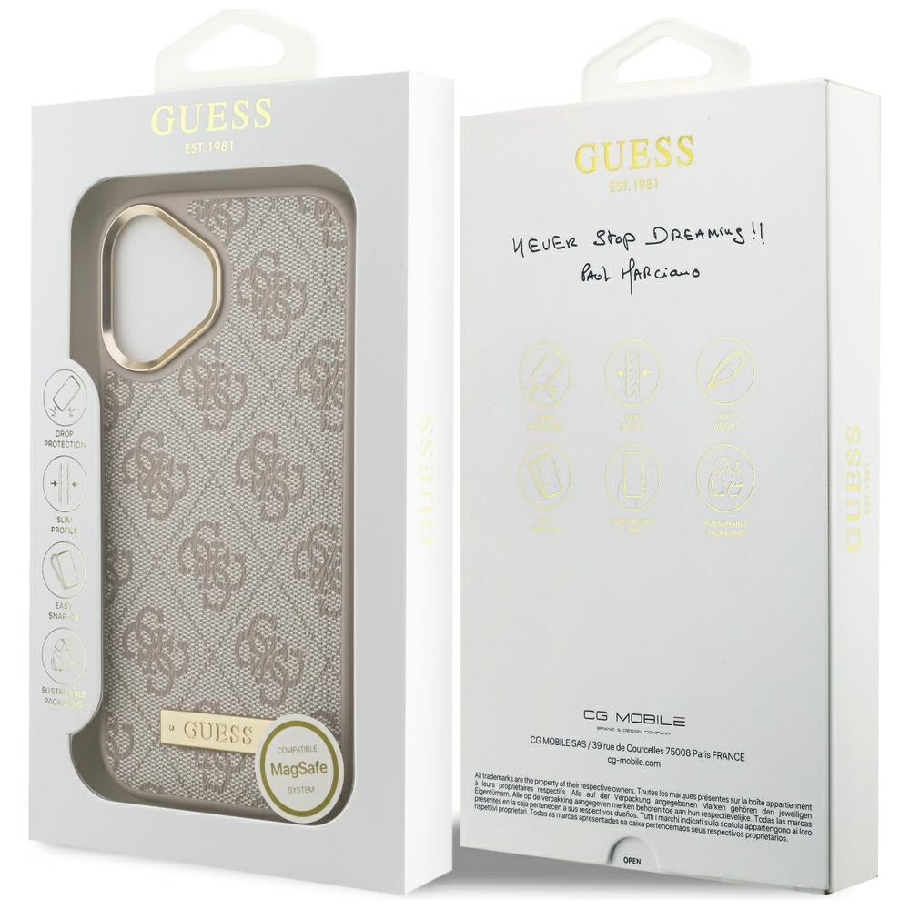 MagSafe-deksel for Apple iPhone 17, Guess, 4G Logo Plate, Rosa